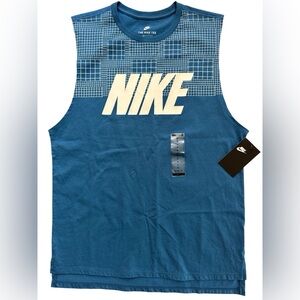 Nike Men’s Sleeveless Tank Top Size Medium NWT’S Athletic Swoosh Nike Logo Blue